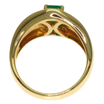 0.55ct Emerald Diamond Ring K18 Yellow Gold 6.7g　Ladies