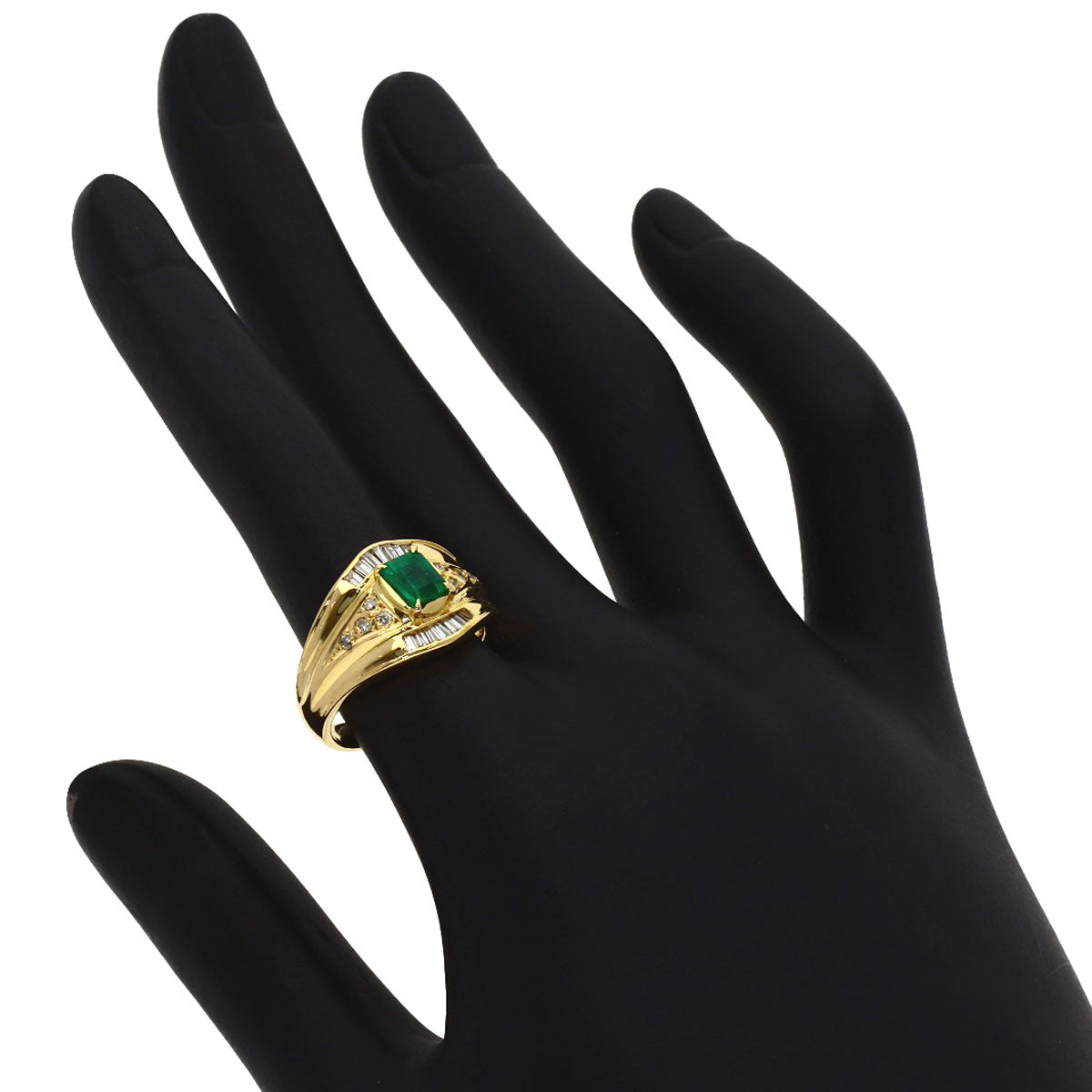 0.55ct Emerald Diamond Ring K18 Yellow Gold 6.7g　Ladies