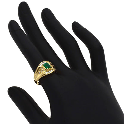 0.55ct Emerald Diamond Ring K18 Yellow Gold 6.7g　Ladies
