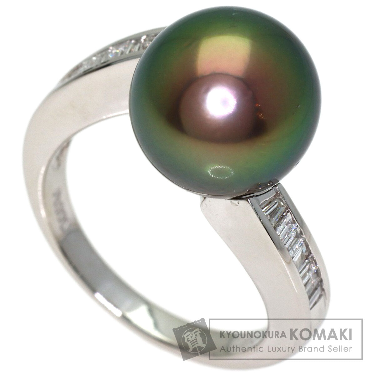 Black Butterfly Pearl Pearl Diamond Ring Platinum PT900 9.5g　Ladies