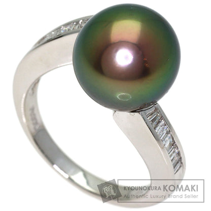 Black Butterfly Pearl Pearl Diamond Ring Platinum PT900 9.5g　Ladies