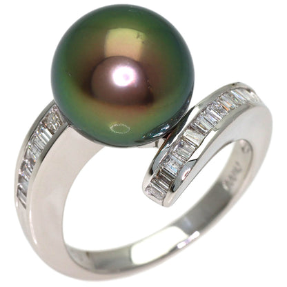 Black Butterfly Pearl Pearl Diamond Ring Platinum PT900 9.5g　Ladies