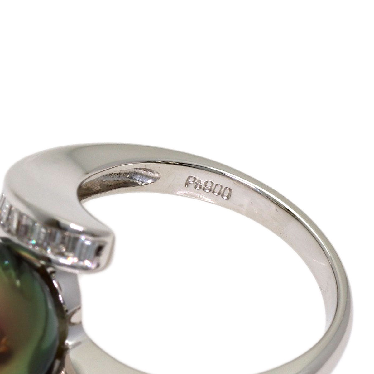 Black Butterfly Pearl Pearl Diamond Ring Platinum PT900 9.5g　Ladies