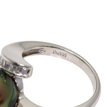 Black Butterfly Pearl Pearl Diamond Ring Platinum PT900 9.5g　Ladies