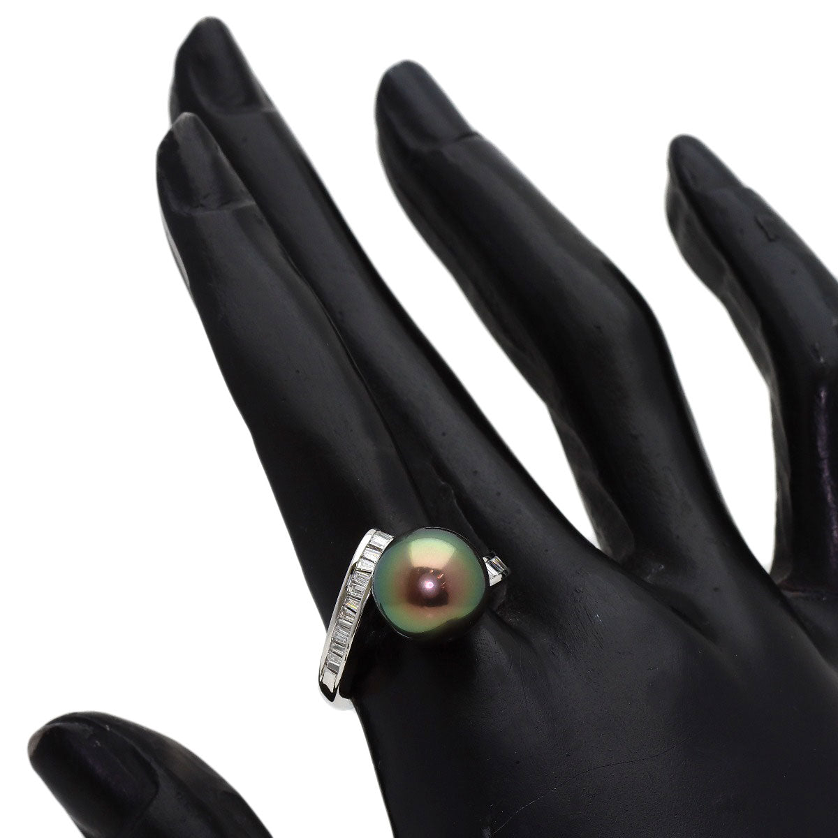 Black Butterfly Pearl Pearl Diamond Ring Platinum PT900 9.5g　Ladies