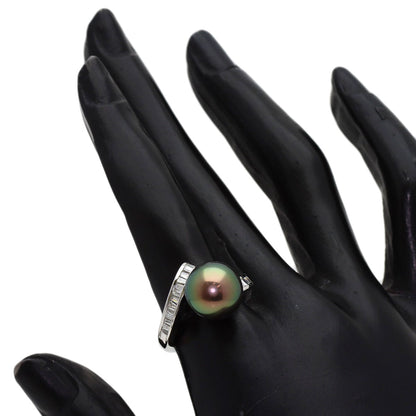 Black Butterfly Pearl Pearl Diamond Ring Platinum PT900 9.5g　Ladies