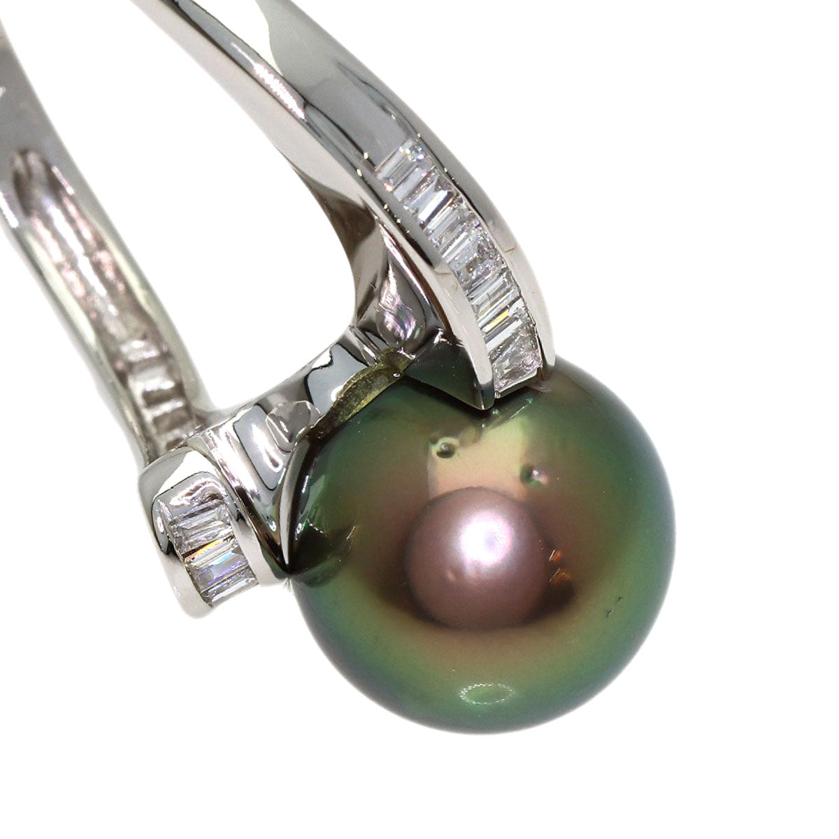 Black Butterfly Pearl Pearl Diamond Ring Platinum PT900 9.5g　Ladies