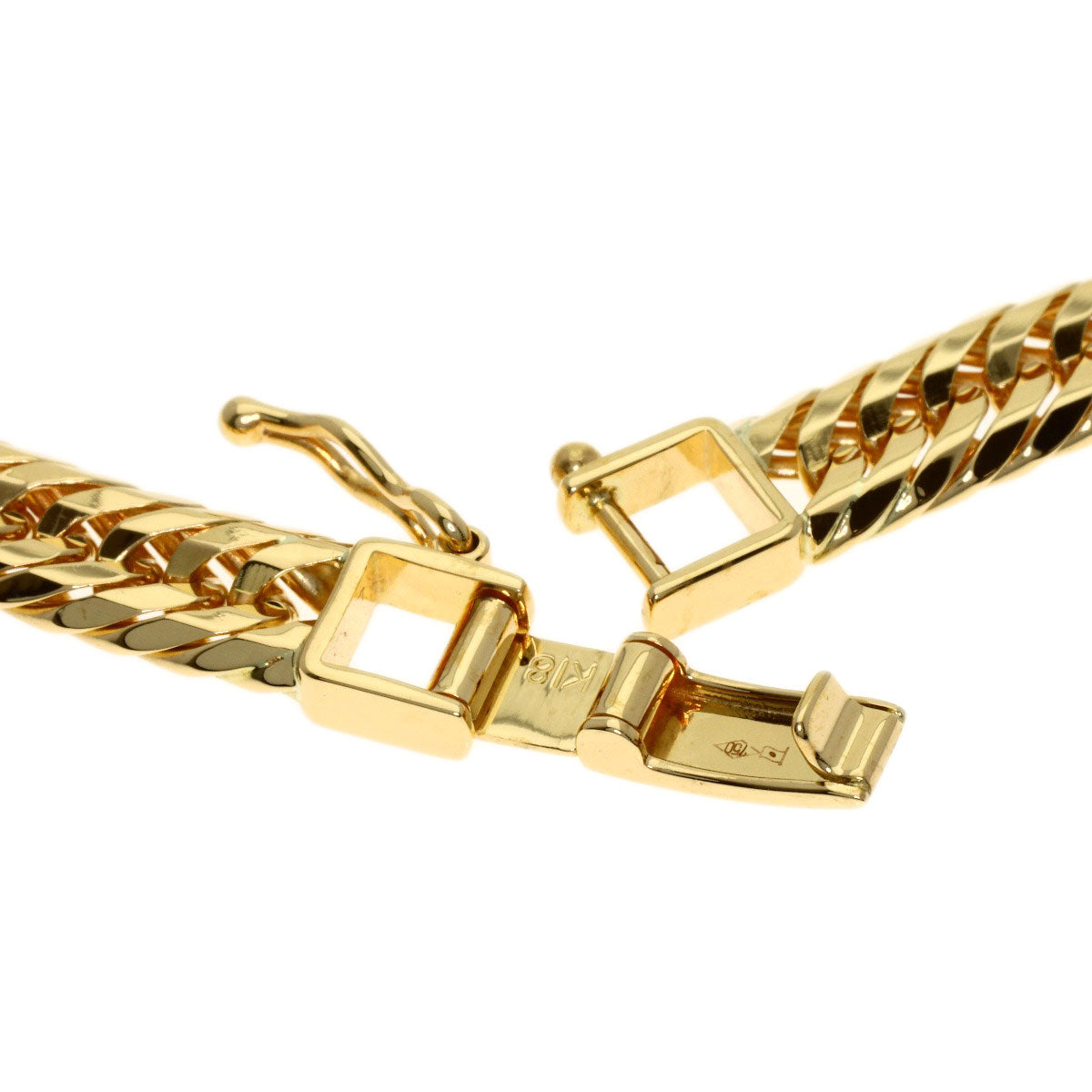 Curb Chain Kihei 12-sided Triple Necklace K18 Yellow Gold 50.4g　mens