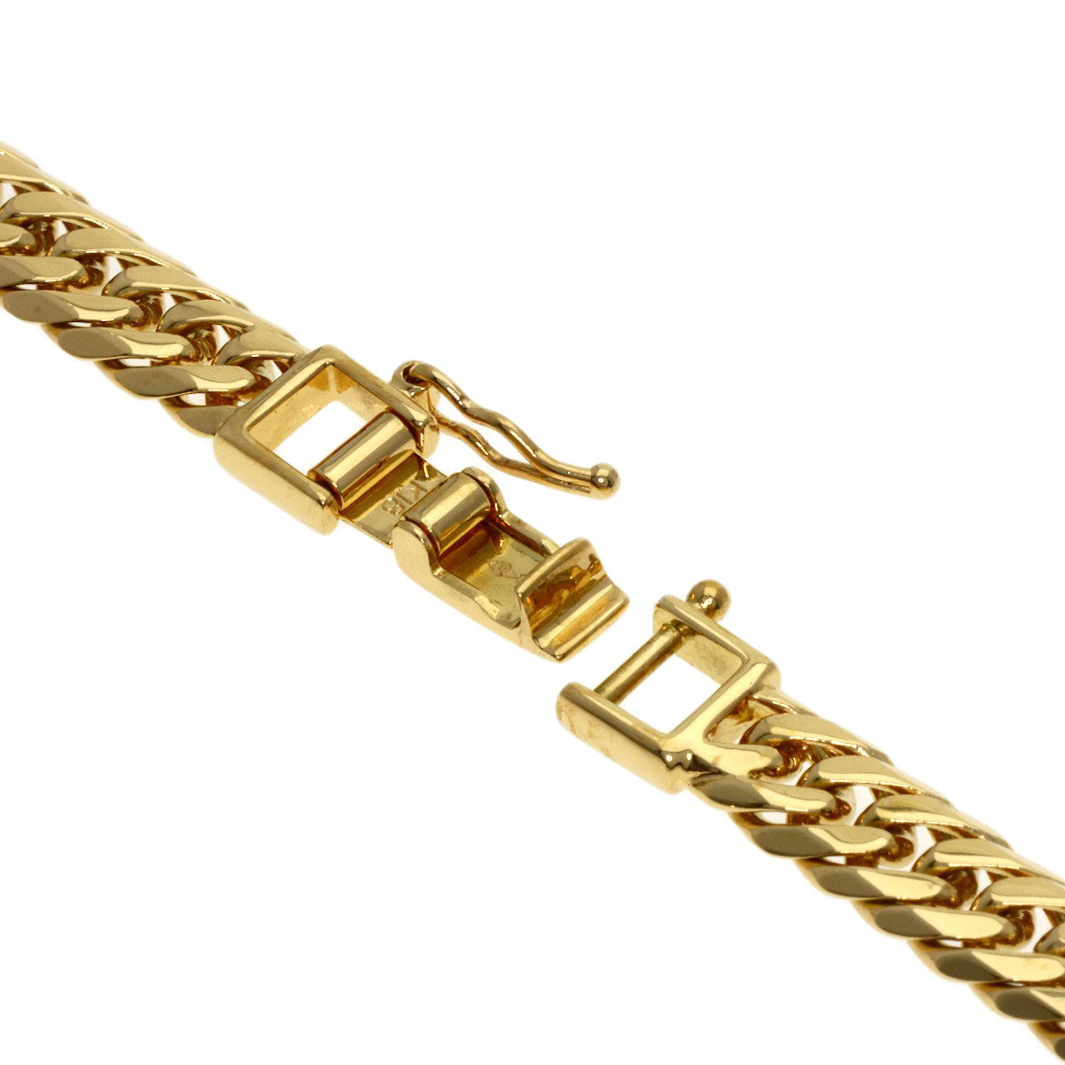 Curb chain Kihei W6 side Necklace K18 Yellow Gold 46.6g　mens