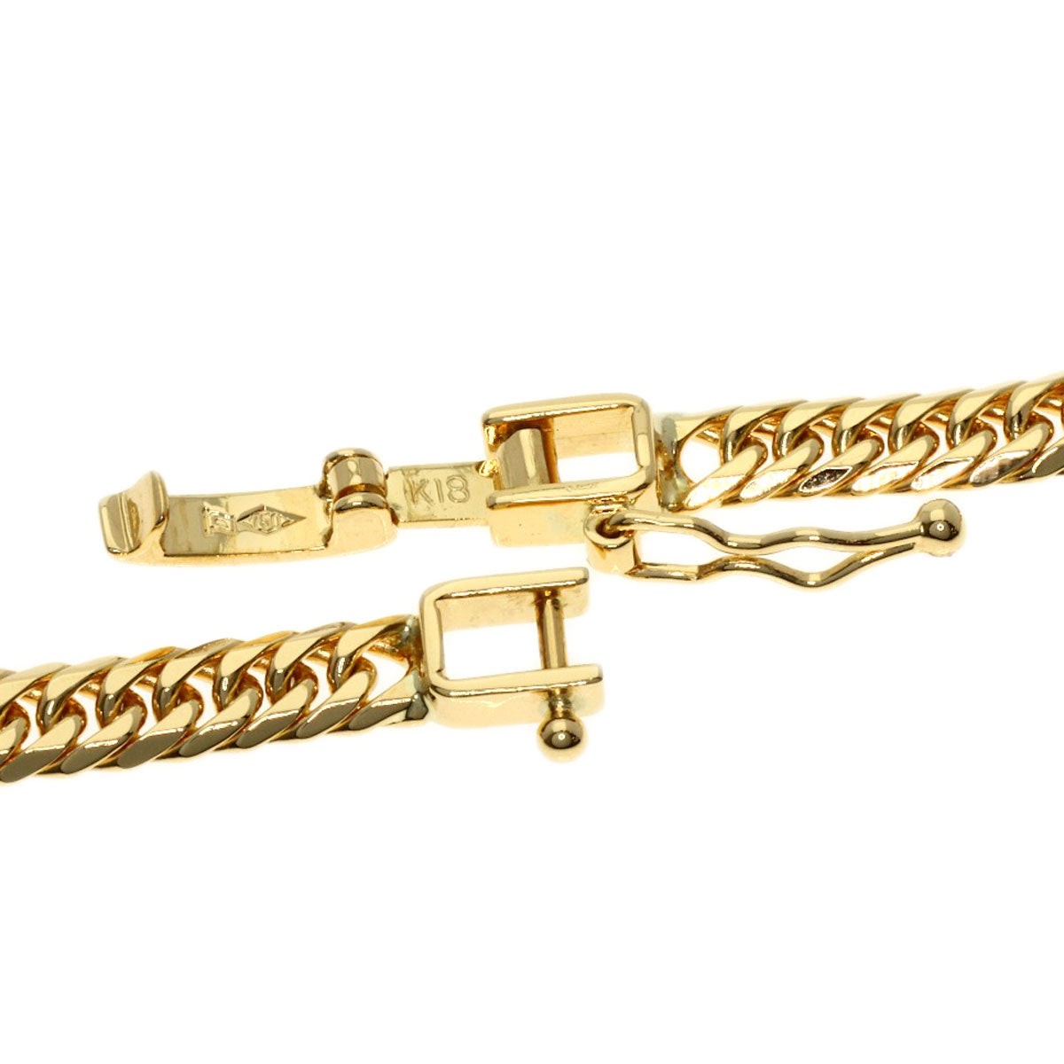 Curb chain Kihei W6 side Necklace K18 Yellow Gold 20.2g　Ladies
