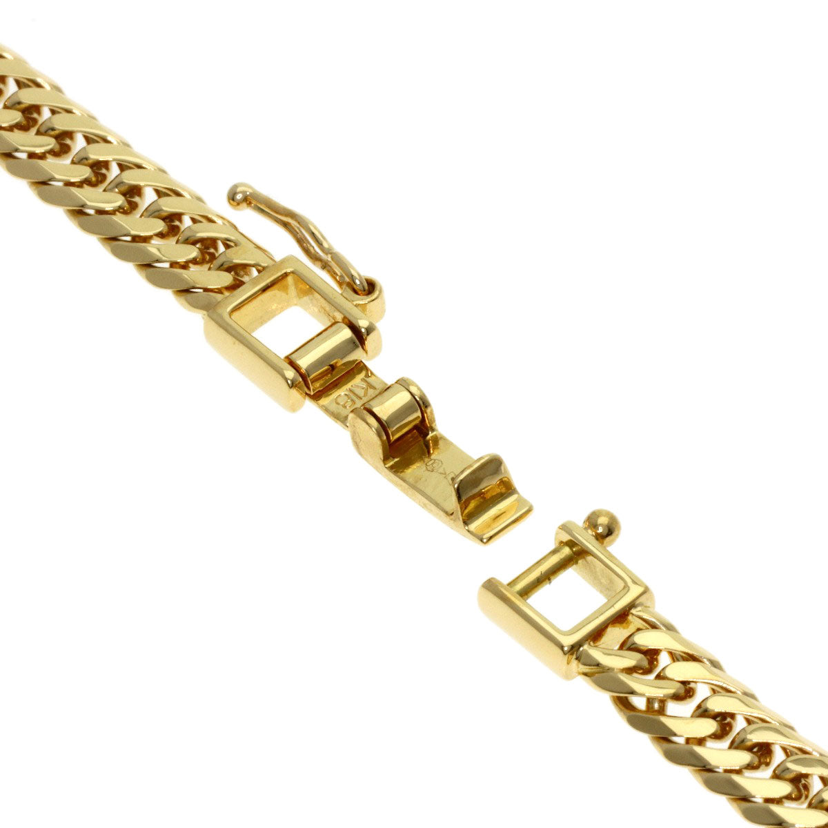 Curb chain Kihei W6 side Necklace K18 Yellow Gold 30.2g　mens