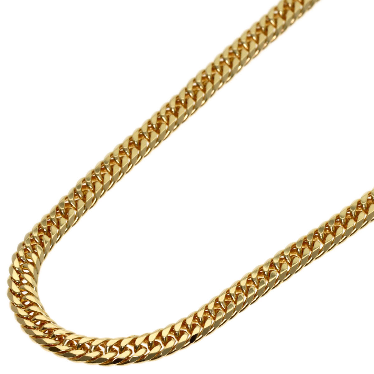 Curb chain Kihei W6 side Necklace K18 Yellow Gold 10.2g　Ladies