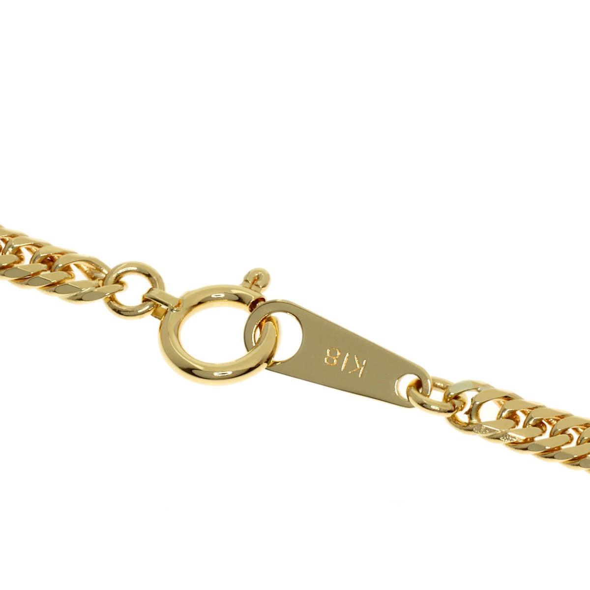 Curb chain Kihei W6 side Necklace K18 Yellow Gold 10.2g　Ladies