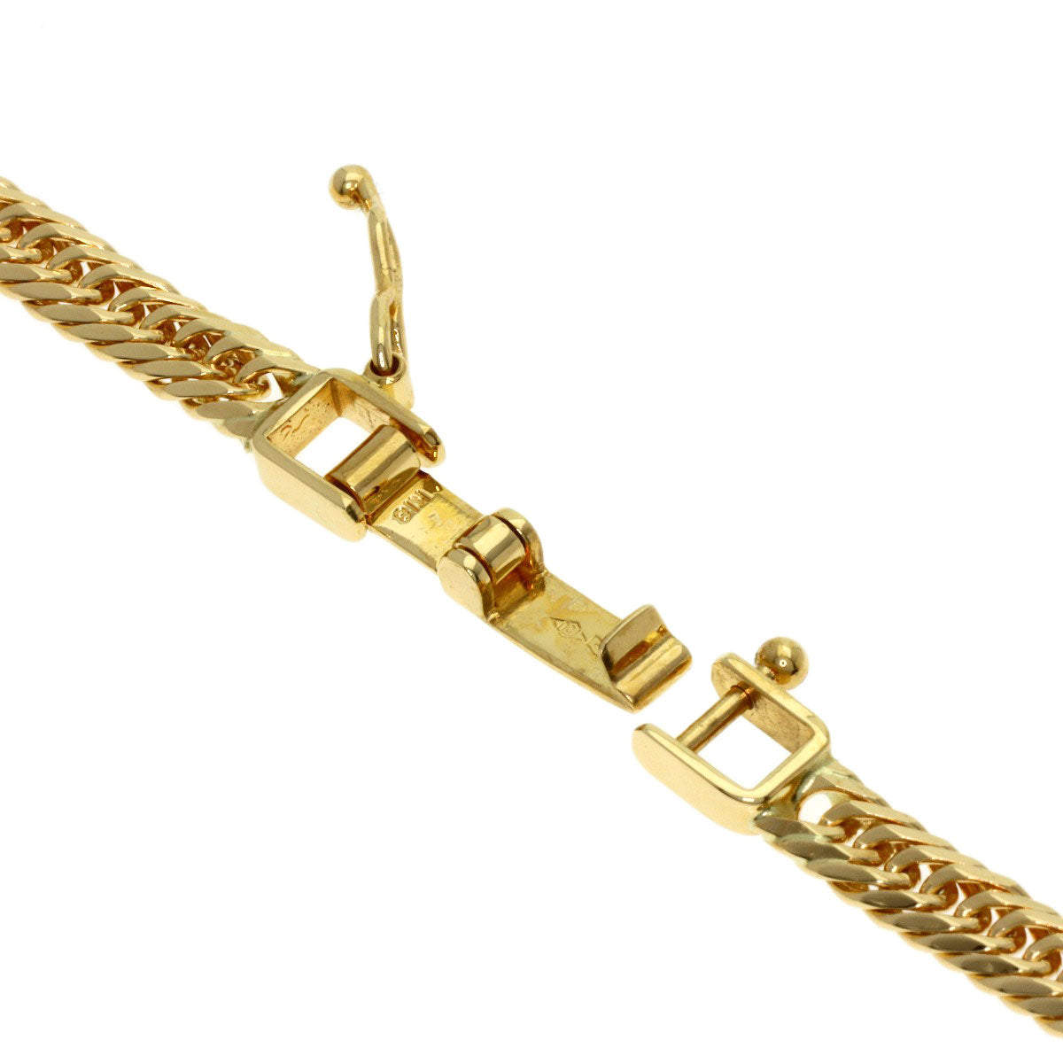 Curb chain, 8-sided triple link Necklace K18 Yellow Gold 20.2g　Ladies
