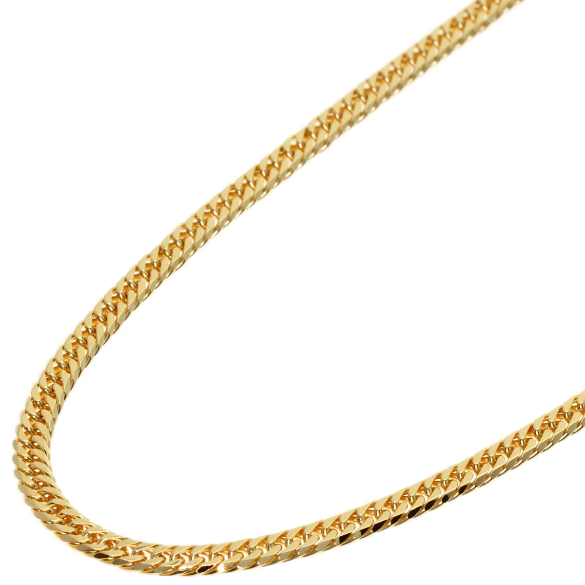 Curb chain Kihei W6 side Necklace K18 Yellow Gold 10.2g　Ladies