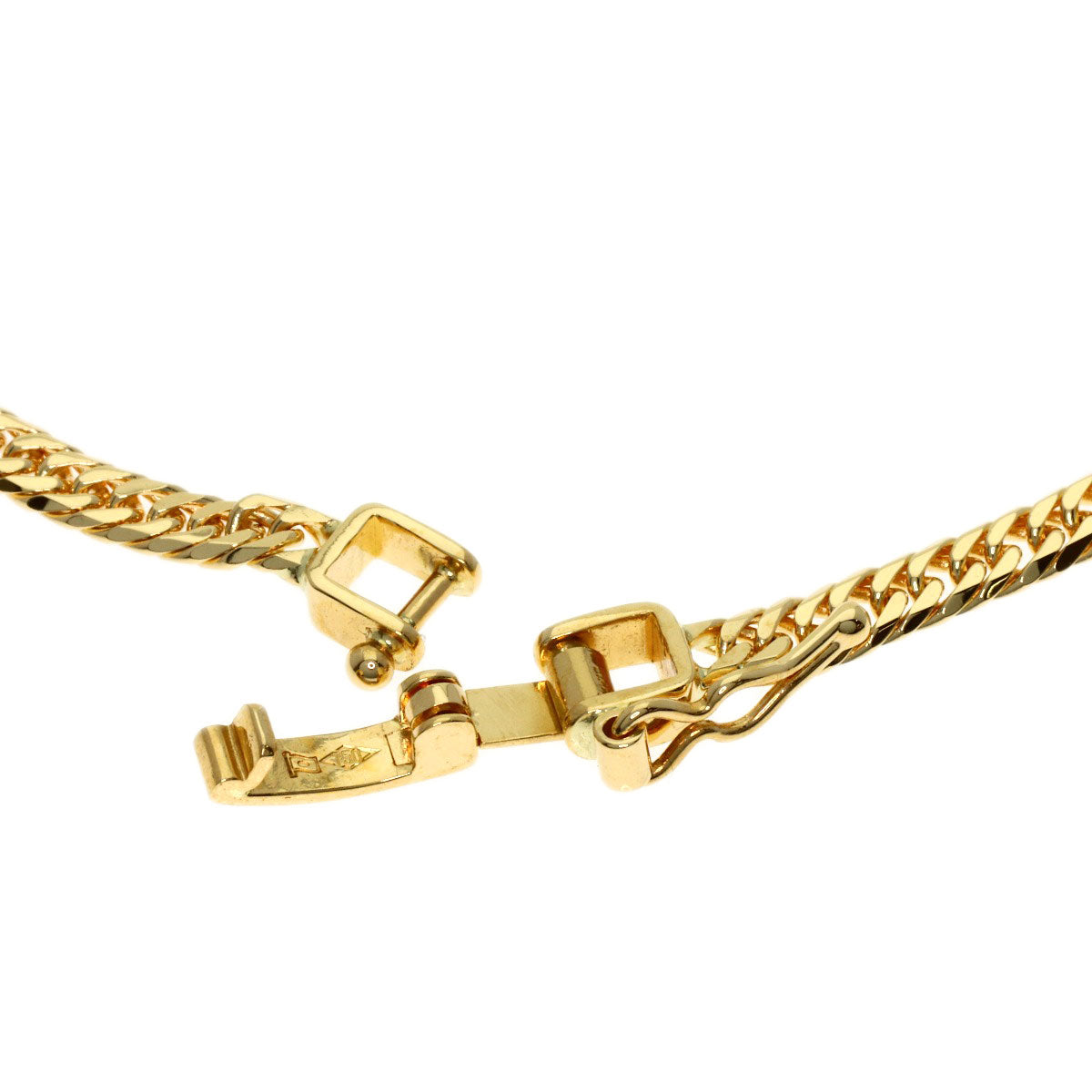 Curb chain Kihei W6 side Necklace K18 Yellow Gold 10.2g　Ladies