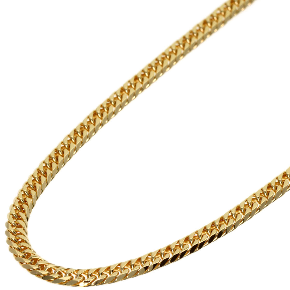 Curb chain Kihei W6 side Necklace K18 Yellow Gold 10.2g　Ladies