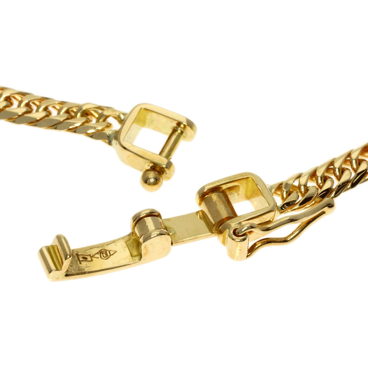 Curb chain Kihei W6 side Necklace K18 Yellow Gold 10.2g　Ladies