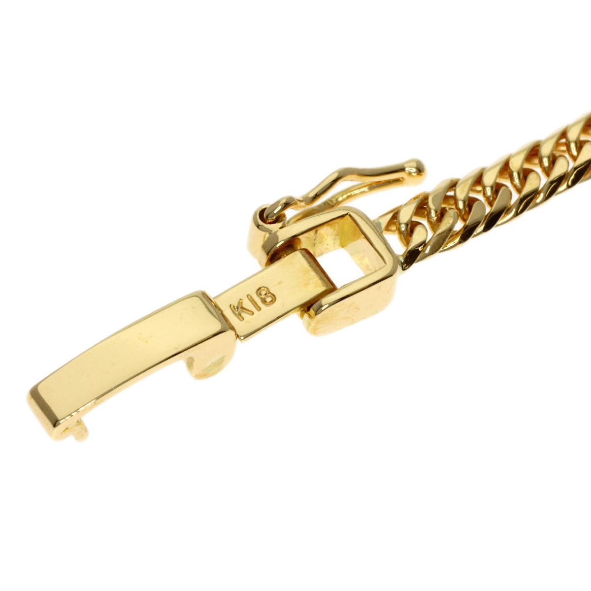 Curb chain Kihei W6 side Necklace K18 Yellow Gold 10.2g　Ladies