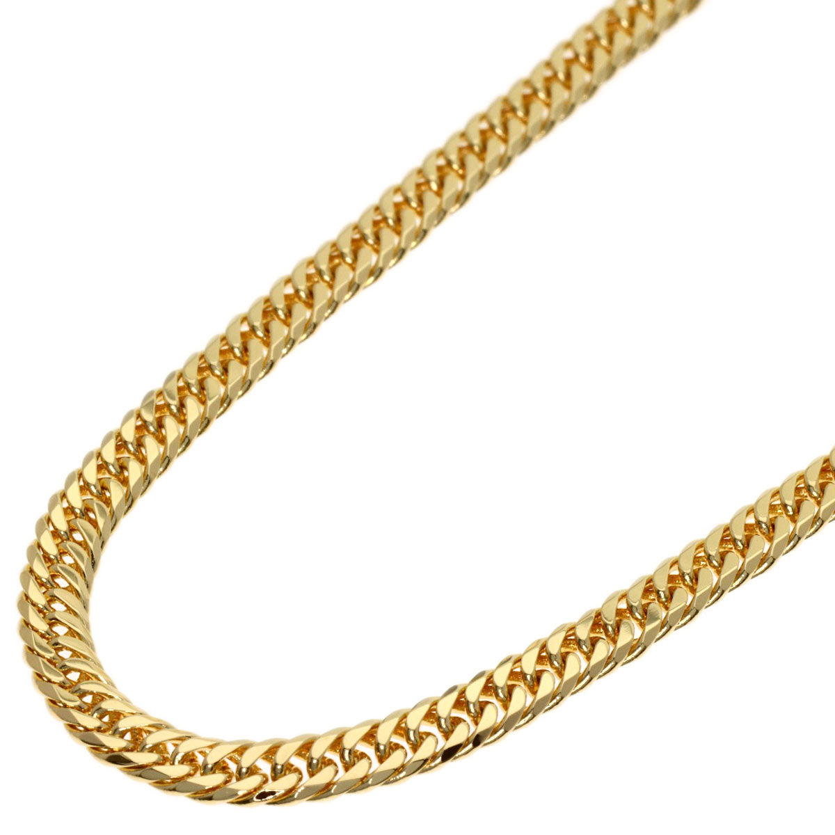 Curb chain Kihei W6 side Necklace K18 Yellow Gold 10g　Ladies