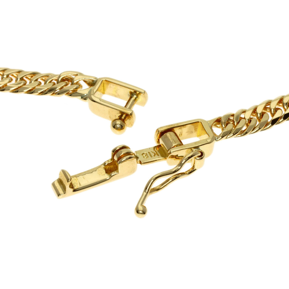 Curb chain Kihei W6 side Necklace K18 Yellow Gold 10g　Ladies