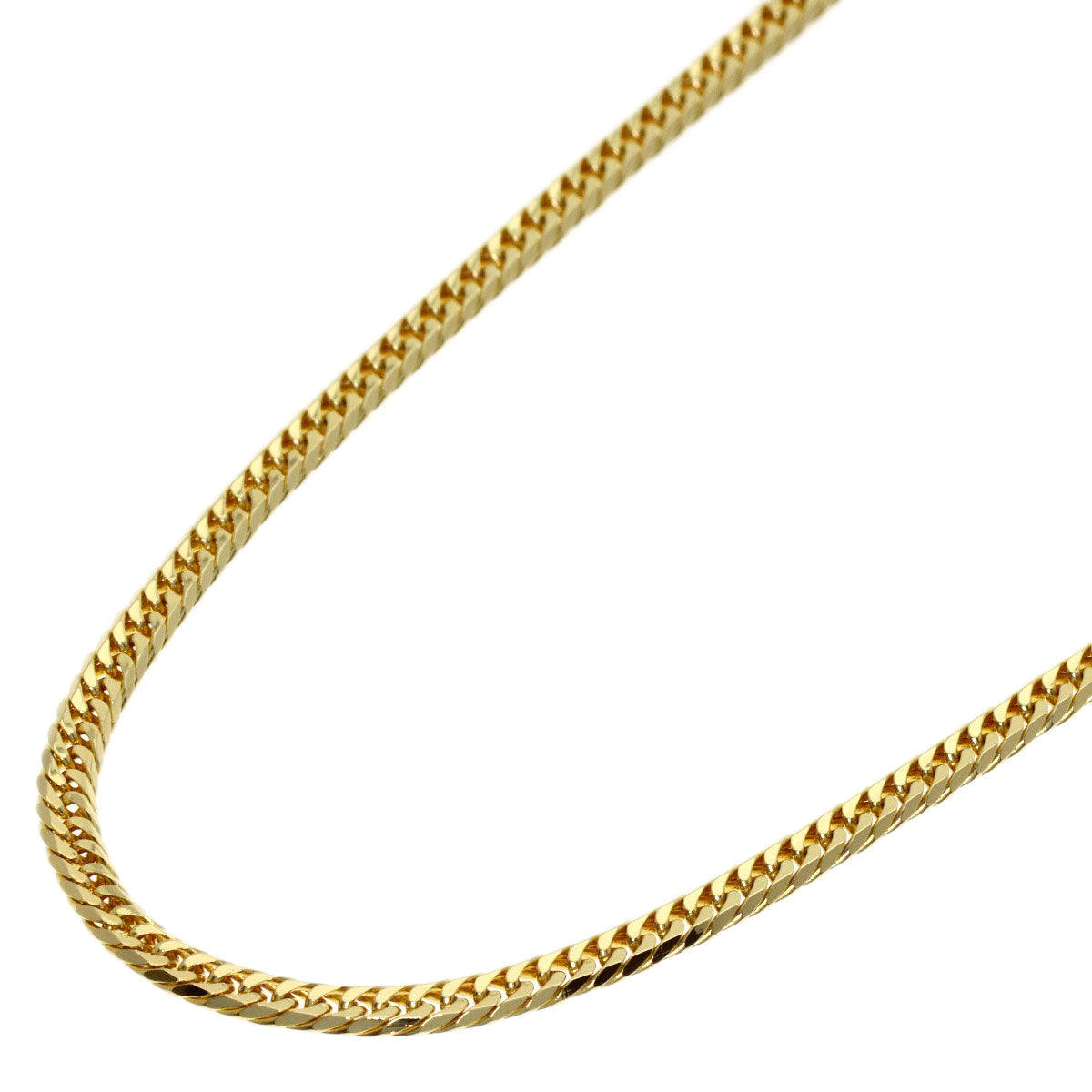 Curb chain Kihei W6 side Necklace K18 Yellow Gold 6.4g　Ladies