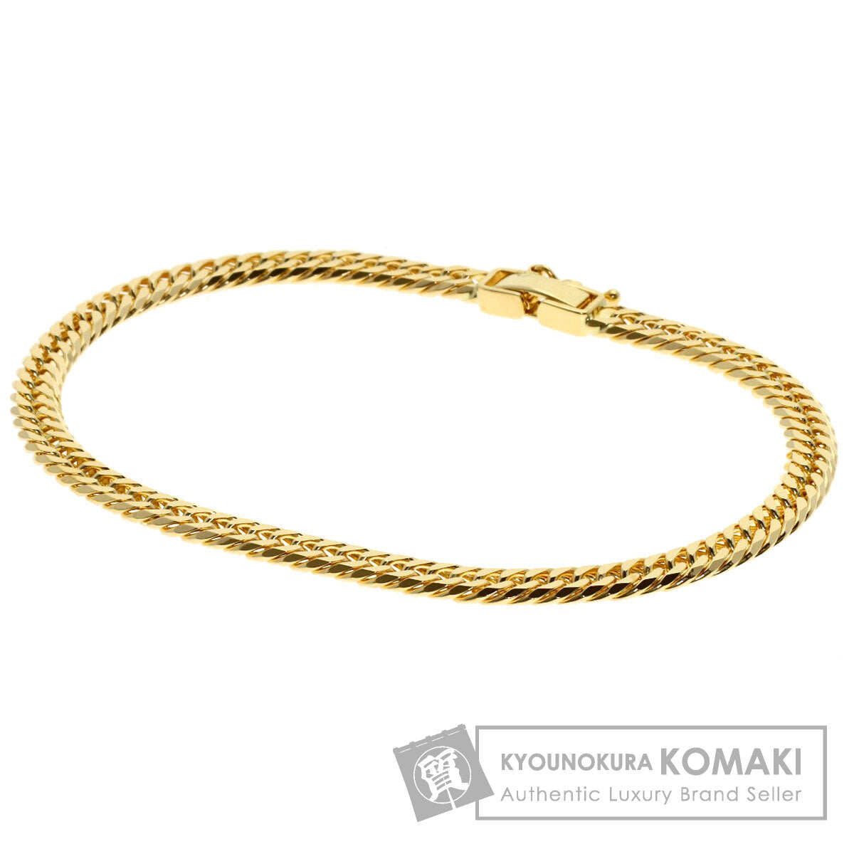 Curb chain Kihei W6 side Bracelet K18 Yellow Gold 10.2g　Ladies