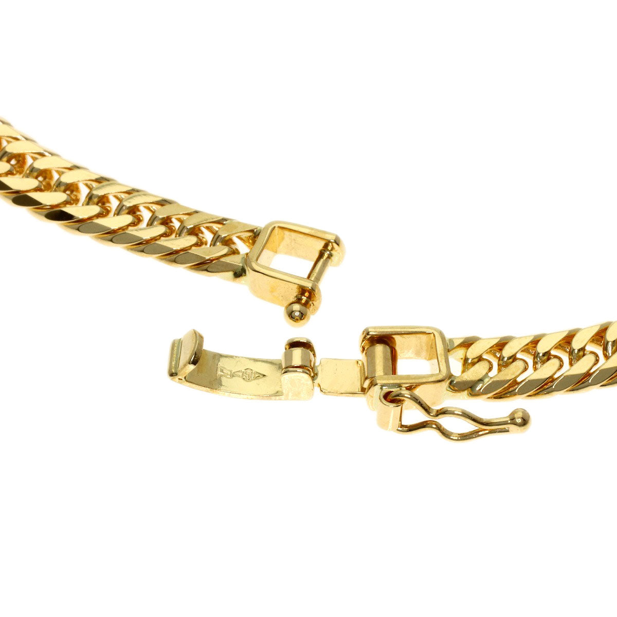 Curb chain Kihei W6 side Bracelet K18 Yellow Gold 10.2g　Ladies