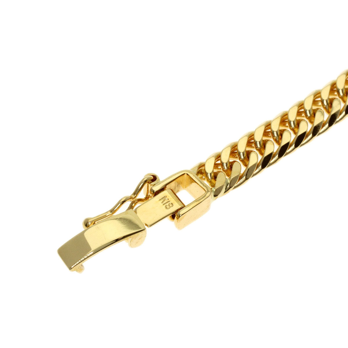 Curb chain Kihei W6 side Bracelet K18 Yellow Gold 10.2g　Ladies