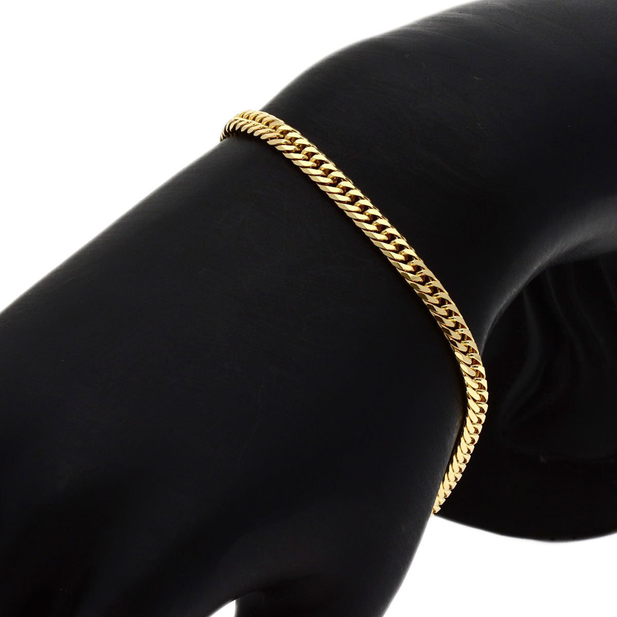 Curb chain Kihei W6 side Bracelet K18 Yellow Gold 10.2g　Ladies