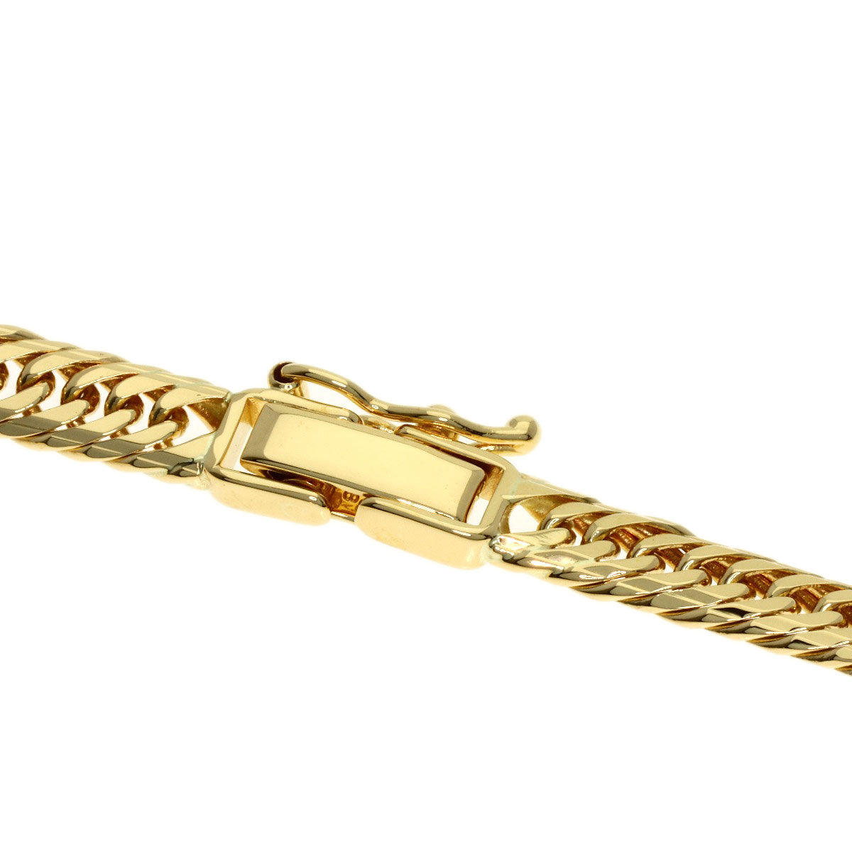 Curb chain Kihei W6 side Bracelet K18 Yellow Gold 10.2g　Ladies