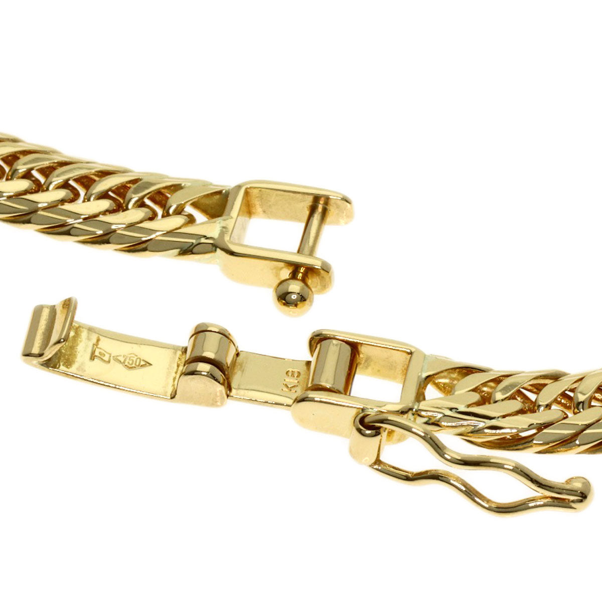 Curb chain Kihei W6 side Bracelet K18 Yellow Gold 10.2g　Ladies