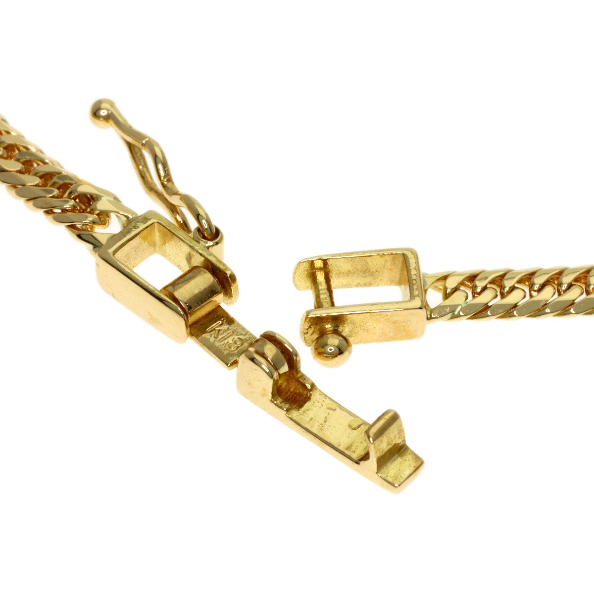 Curb chain Kihei W6 side Bracelet K18 Yellow Gold 5.2g　Ladies