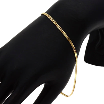 Curb chain Kihei W6 side Bracelet K18 Yellow Gold 5.2g　Ladies