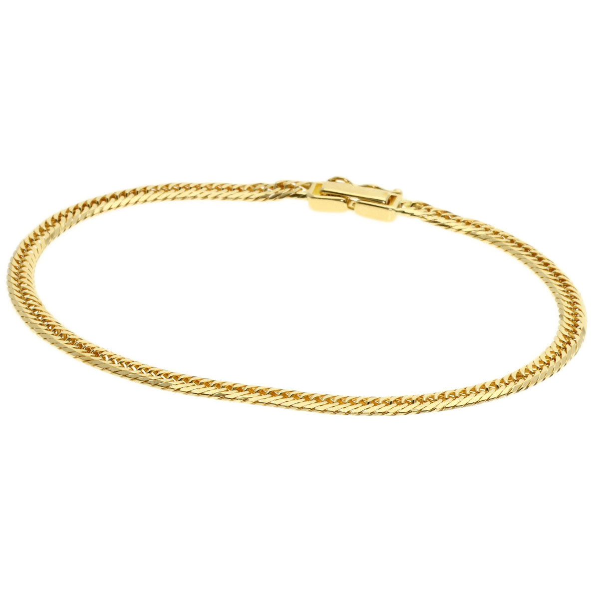 Curb chain Kihei W6 side Bracelet K18 Yellow Gold 4.8g　Ladies