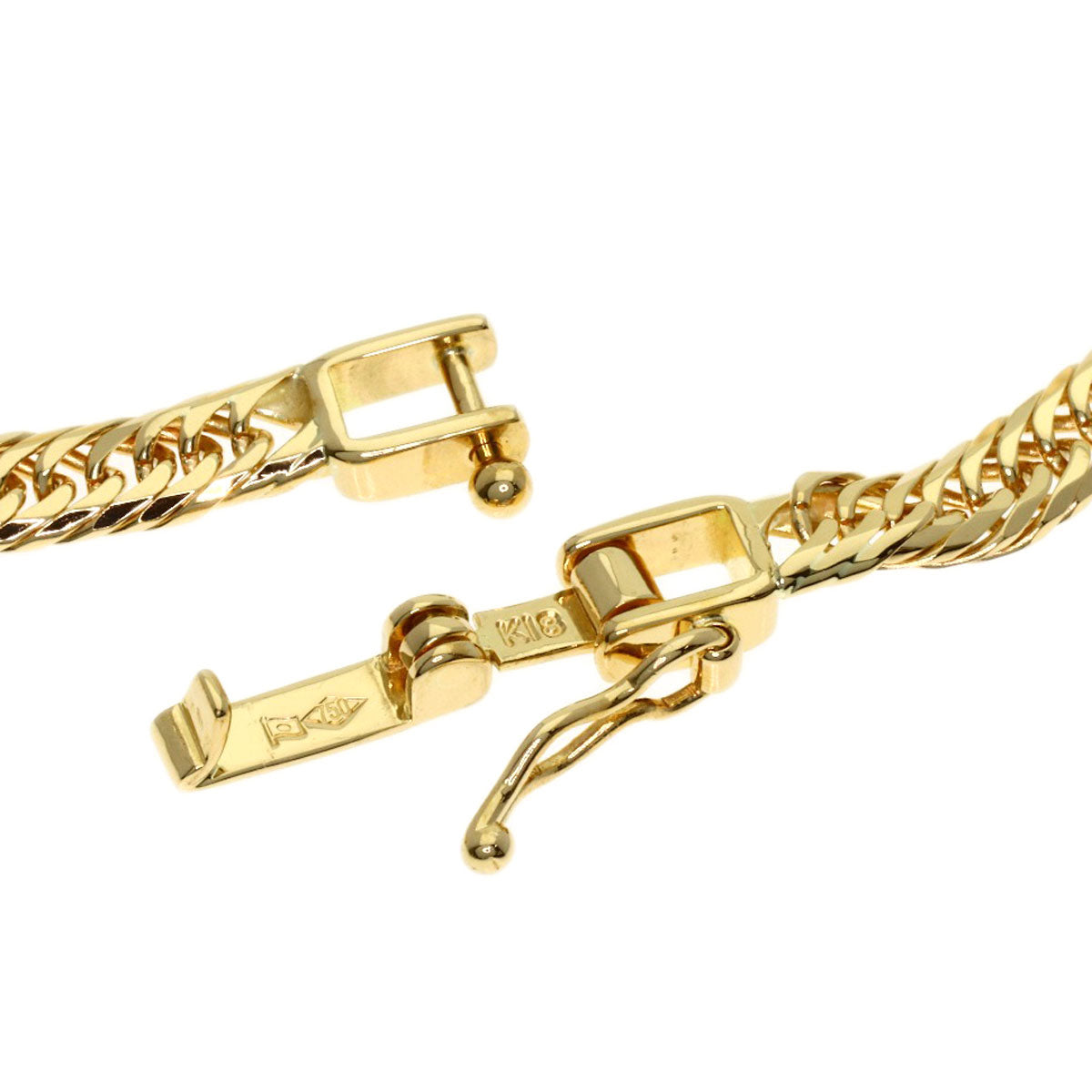 Curb chain Kihei W6 side Bracelet K18 Yellow Gold 4.8g　Ladies