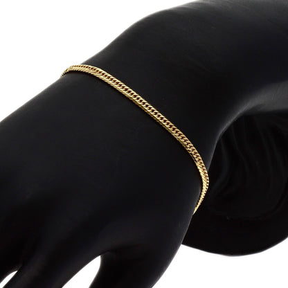 Curb chain Kihei W6 side Bracelet K18 Yellow Gold 4.8g　Ladies