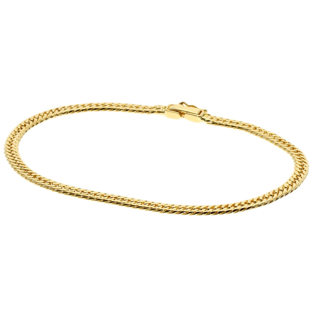 Curb chain Kihei W6 side Bracelet K18 Yellow Gold 6g　Ladies