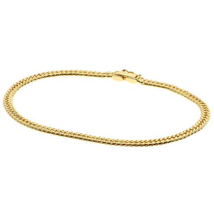 Curb chain Kihei W6 side Bracelet K18 Yellow Gold 6g　Ladies