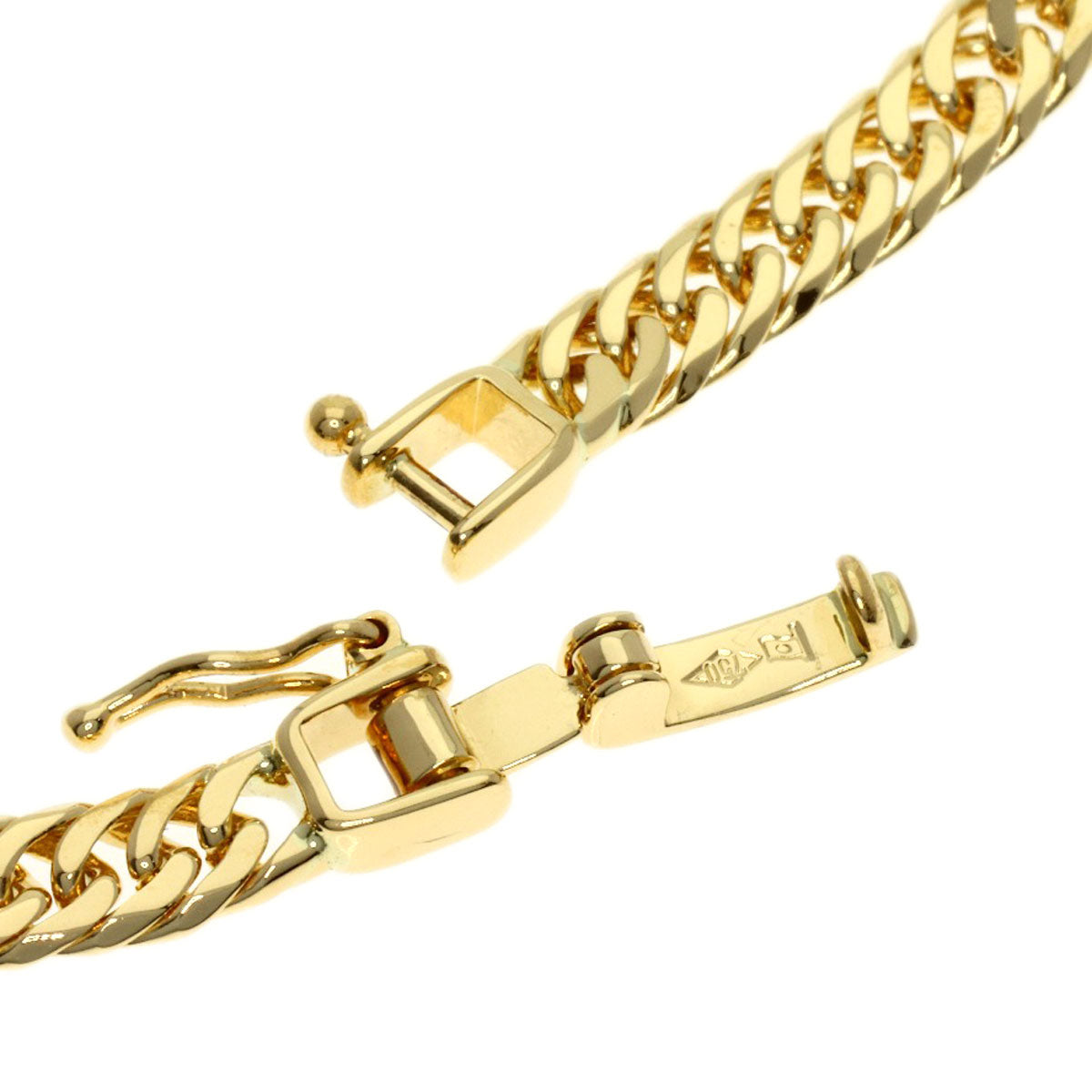 Curb chain Kihei W6 side Bracelet K18 Yellow Gold 6g　Ladies