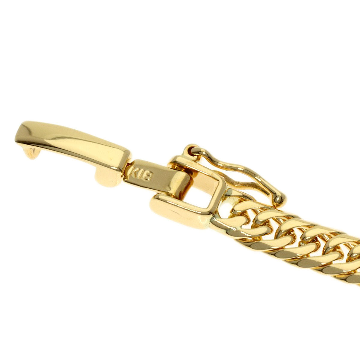 Curb chain Kihei W6 side Bracelet K18 Yellow Gold 6g　Ladies