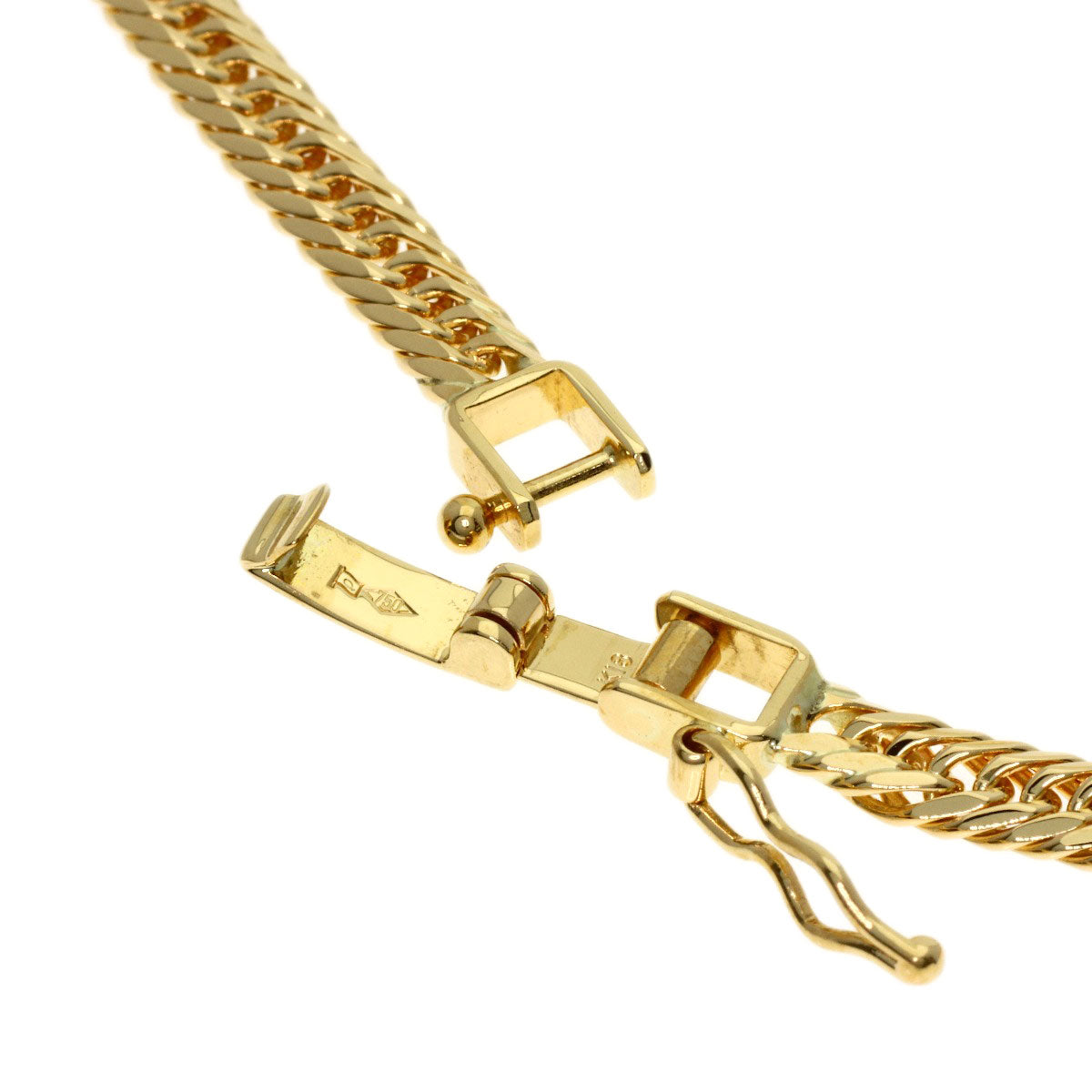 Curb Chain Kihei 8-sided Triple Bracelet K18 Yellow Gold 10g　mens
