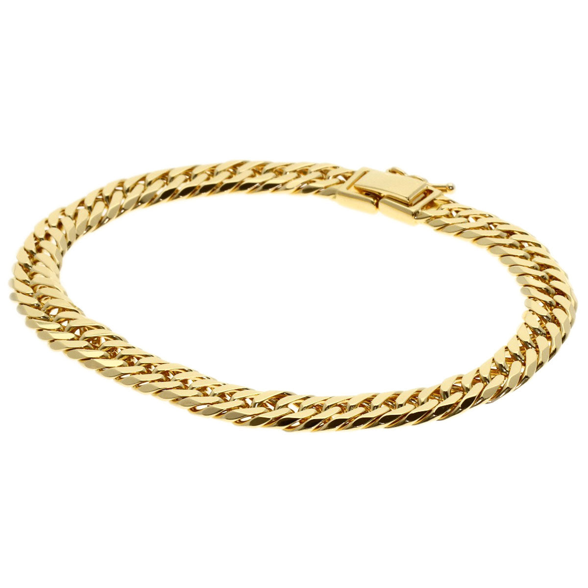Curb chain Kihei W6 side Bracelet K18 Yellow Gold 20.2g　Ladies