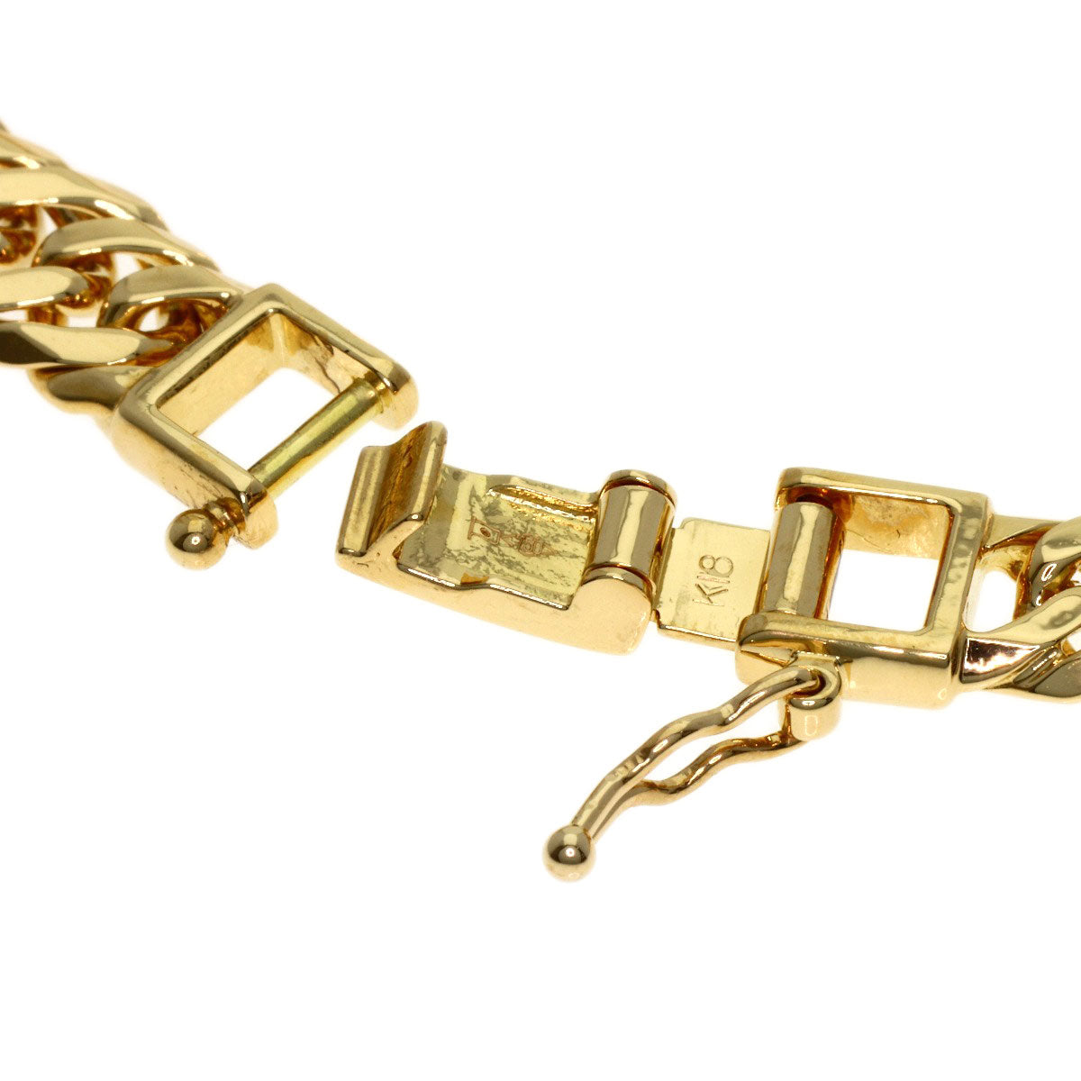 Curb chain Kihei W6 side Bracelet K18 Yellow Gold 20.2g　Ladies