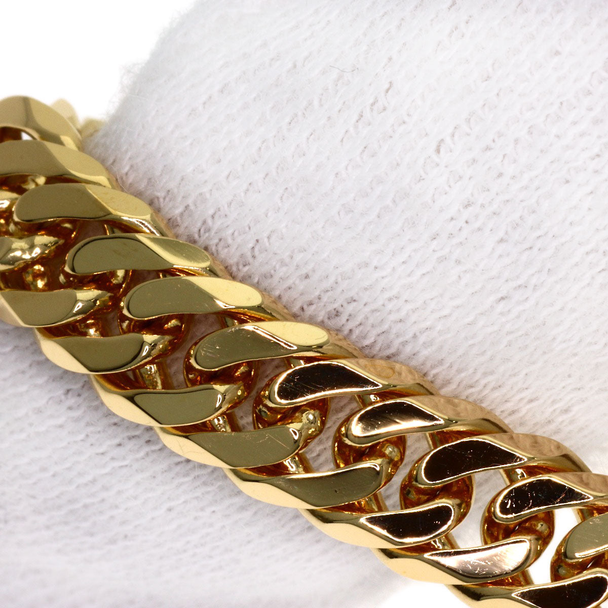 Curb chain Kihei W6 side Bracelet K18 Yellow Gold 20.2g　Ladies