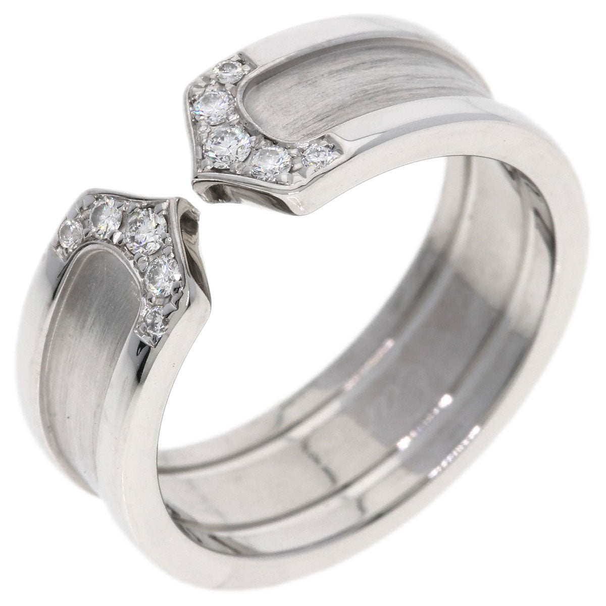 CARTIER C2 Ring SM Diamond #51 Ring K18 White Gold Ladies [Used]