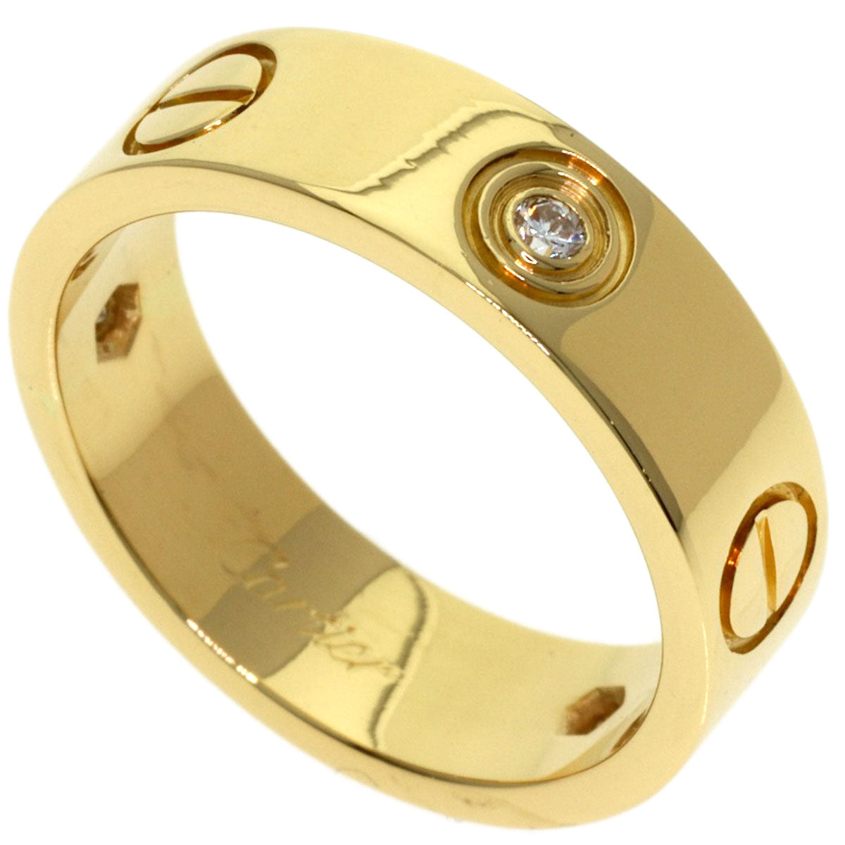 CARTIER love ring half diamond # 52 Ring K18 Yellow Gold Ladies [Used]