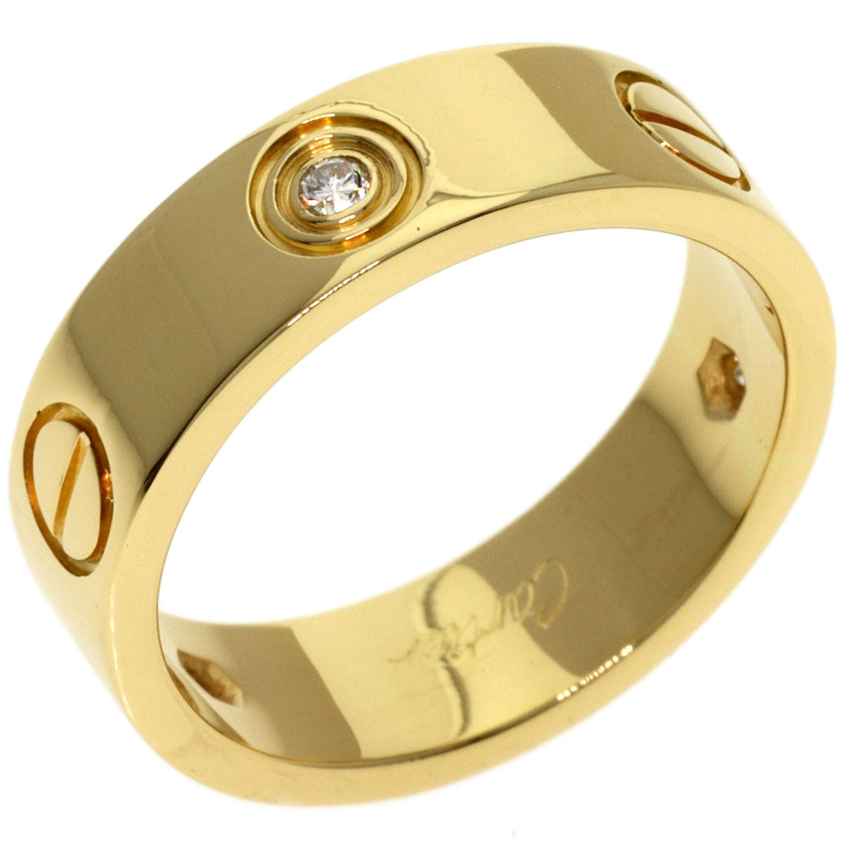 CARTIER love ring half diamond # 52 Ring K18 Yellow Gold Ladies [Used]