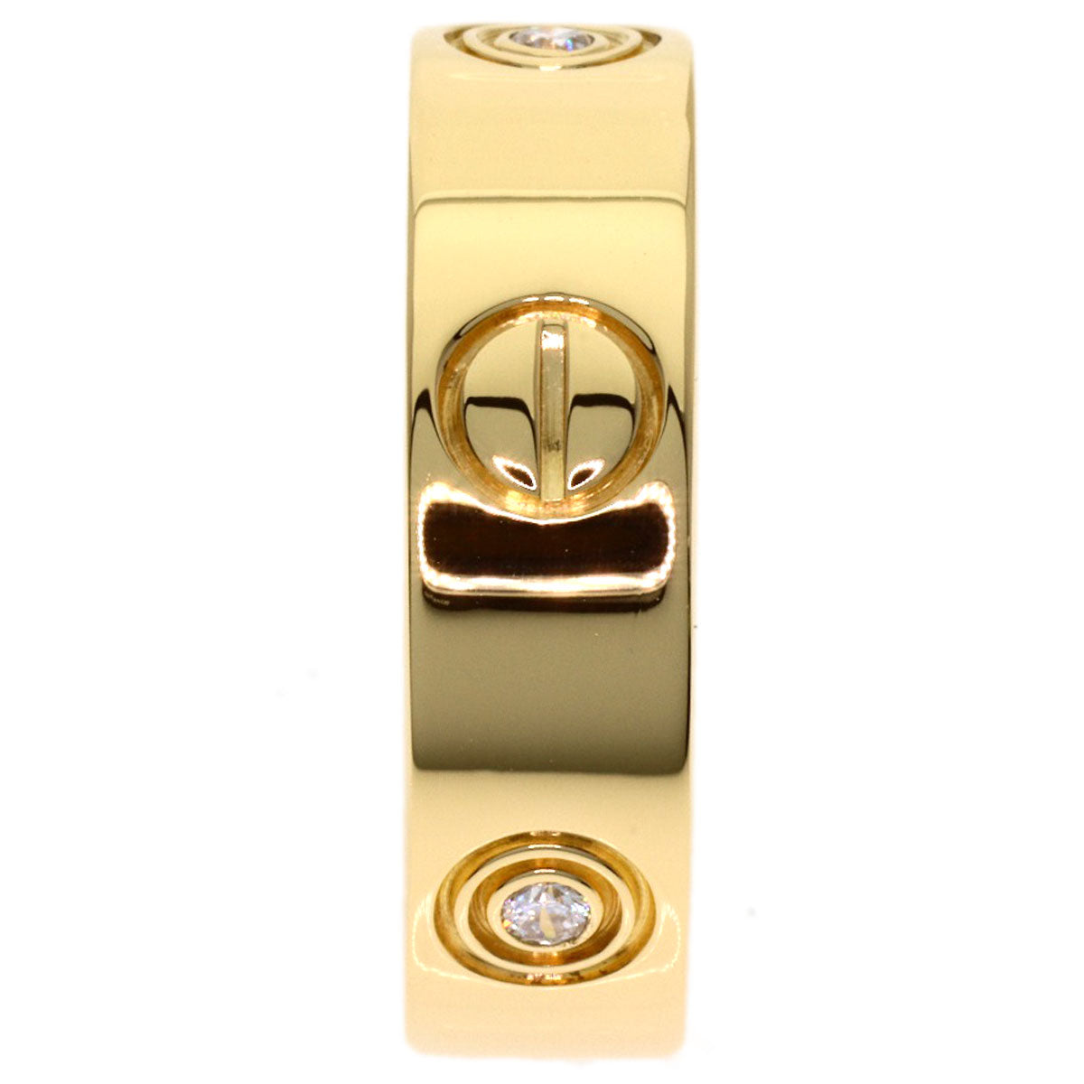 CARTIER love ring half diamond # 52 Ring K18 Yellow Gold Ladies [Used]
