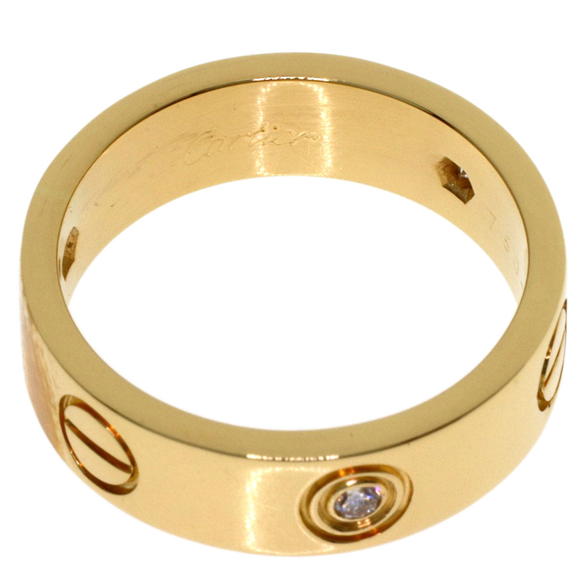 CARTIER love ring half diamond # 52 Ring K18 Yellow Gold Ladies [Used]